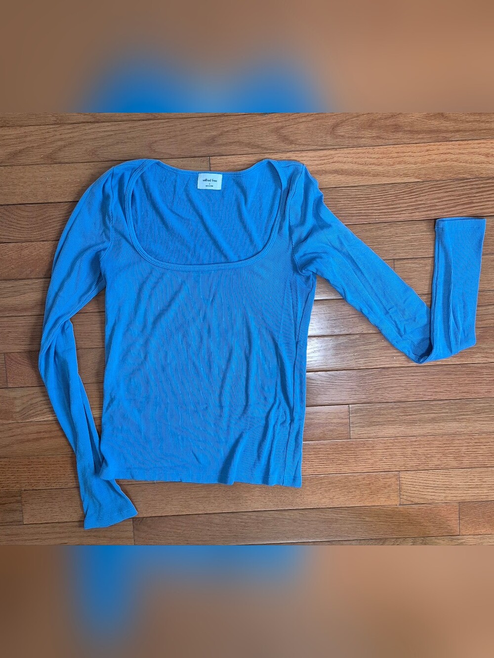 Wilfred Bright Blue Ribbed Scoop Neck Long Sleeve Top